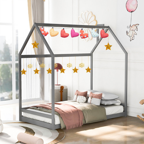 Cama Twin En Madera Para Niños Con Marco Y Diseño De