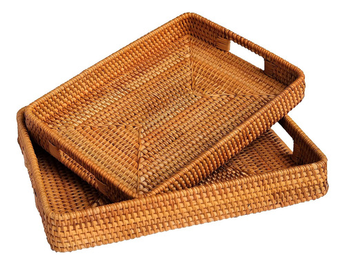 Bandeja Rectangular De Mimbre Para Servir Rushnkur | De 2 |