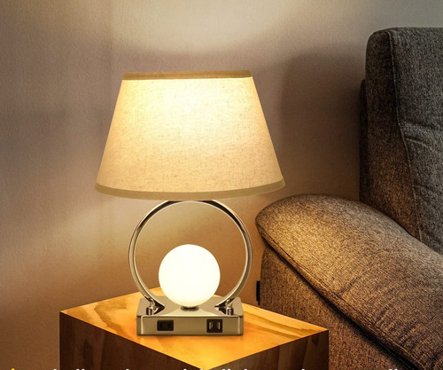 Lámpara Tipo Caperuza De Mesa Decorativa Alb