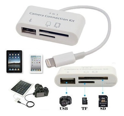Imagen 2 de 5 de Nuevo iPad 4 Mini Aire Ios 9 8 Pines Cámara Conexión Kit Usb