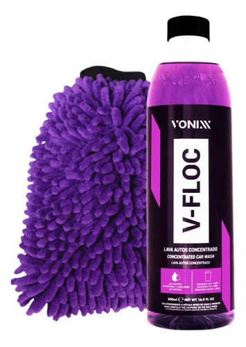Luva De Microfibra Lavagem Automotiva Shampoo V-floc Vonixx Cor Cinza