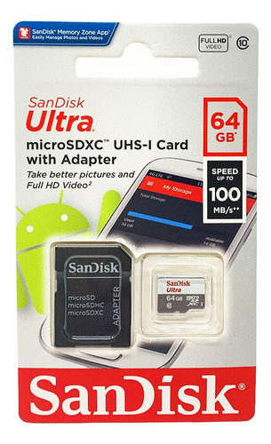 Sandisk Ultra 64gb Uhs-i/class 10 Micro Sdxc Sd