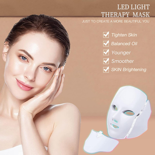 Terapia De Luz Com Máscara Facial Led De 7 Cores Em Casa