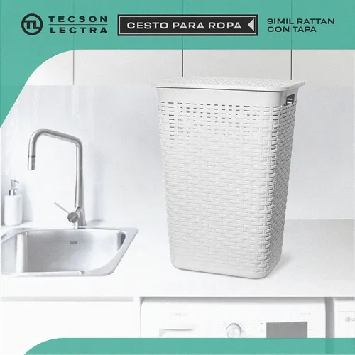 Canasto Cesto De Ropa Sucia Plastico Simil Ratan Sheshu Home