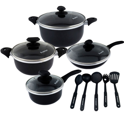 Set De Olla Finezza Fz-1658t Antiadherente 13pcs Negro