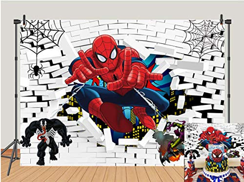 Spiderman Foto Backdrops Superhero Blanco Ladrillo 9mzvd