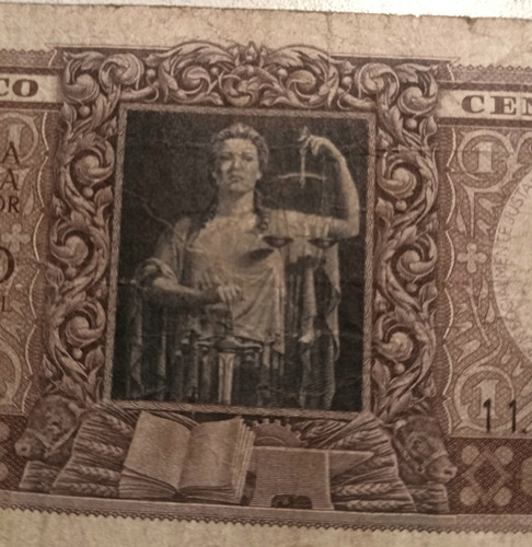 Billete Antiguo Argentino - 1 Peso Moneda Nacional 1942-1959 (Usado)