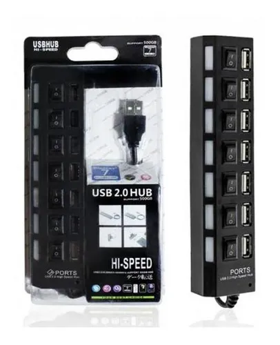 Hub Usb 2.0 Multipuerto 7 Puertos Luz Boton Encendido