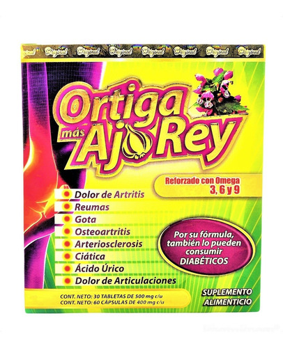 Imagen 2 de 9 de Ortiga Mas Ajo Rey Con Omega 3 6 9 Original (3 Cajas) Full