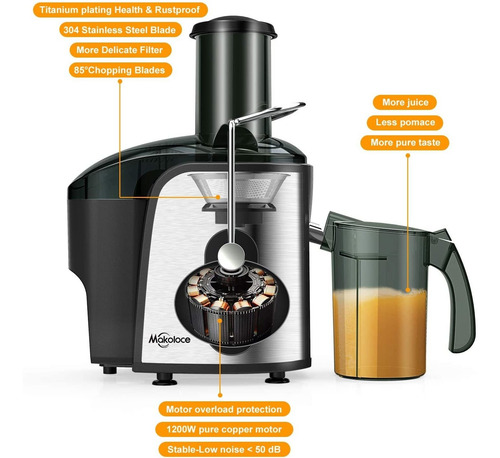 Imagen 2 de 7 de Extractor De Jugos, Maquinas De Exprimidor Centrifuga Makolo