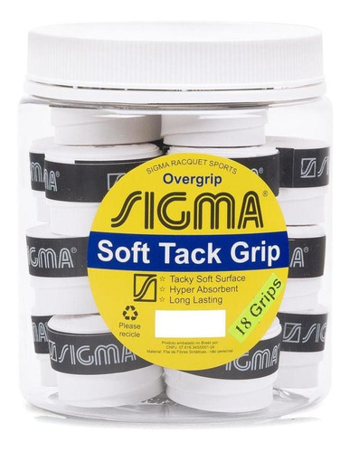 Overgrip Sigma Soft Tack Branco Pote Com 18 Unidades