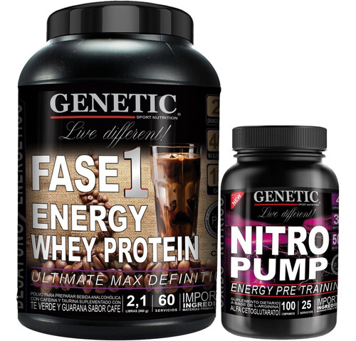 Crecimiento Potencia Energía Whey Protein Nitro Pump Genetic