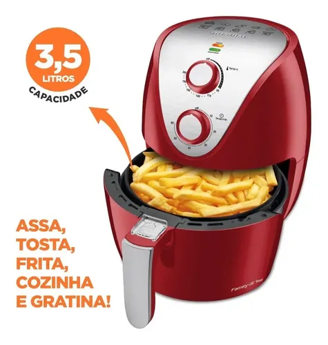 Fritadeira Sem Óleo Air Fryer Mondial AF-32-RI 3,5L Vermelho/Inox 1500W