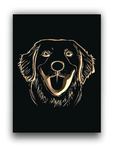 Quadro Entalhado Em Madeira M - Golden Retriever