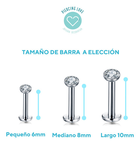Barra Titanio Puro Y Zirconia Pequeña Piercing 2 Unidades