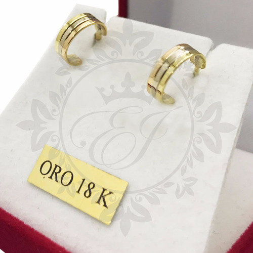 Aros Oro 18k Argollas Modelo Tricolor  1.4 Grs  Regalo Mama