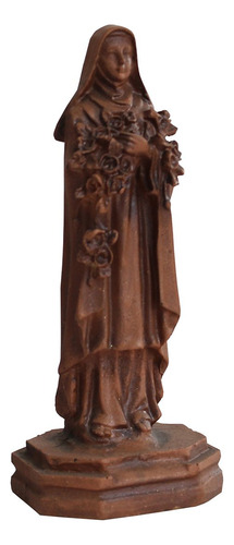 Resina 15 Cm Sta Terezinha Pintura Efeito Madeira