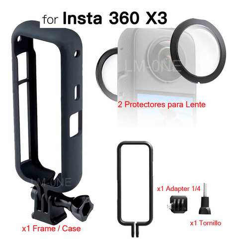 Carcasa+ Protectores Lente Para Insta 360 X3 Frame, Case Pvc