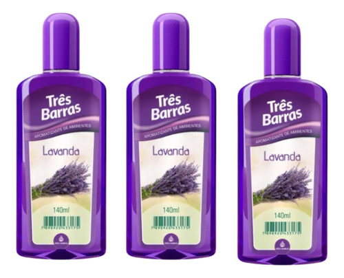 Kit 3 Aromatizante Perfumado 140ml Três Barras Lavanda