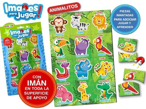 Juego Didactico Imantado Imanes Animales Español Ingles