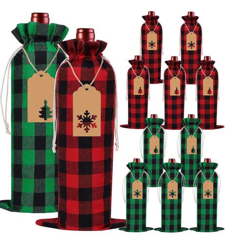 12 Bolsas De Regalo De Vino De Navidad, Bolsas De Vino ...
