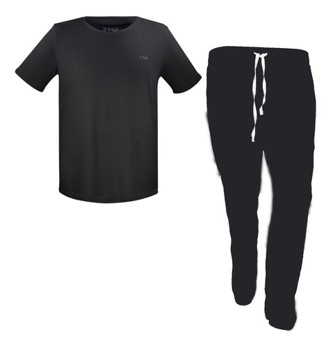 Conjunto Pijama Hombre Pantalon Y Playera Negro Gris 750mx