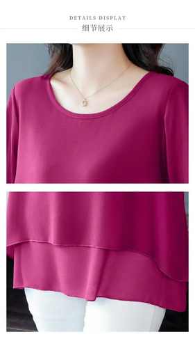 Top De Chifón Elegante Para Mujer De Talla Grande