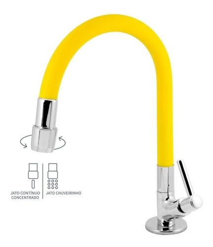 Torneira Gourmet Cozinha Mesa 2 Jatos Flexível Amarela C 61 Cor Amarelo