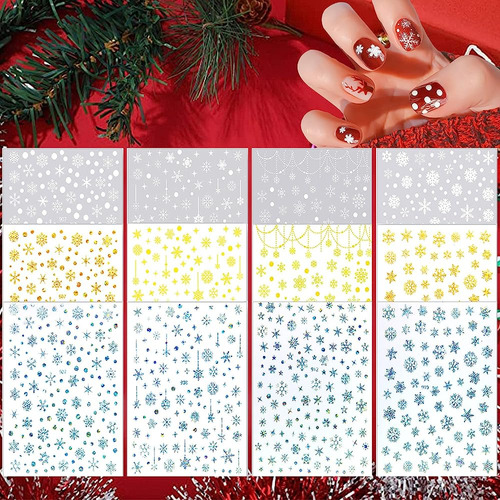 Ebanku Christmas Nail Art Stickers Decals Snowflake Nail Des