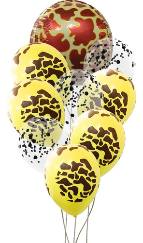 Pack 9 Globos Confeti Animal Print 3d