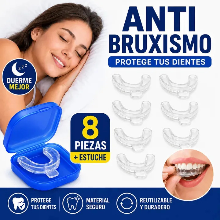 Guarda Dental Surprise Termomoldeable para Bruxismo y Rechinamiento de Dientes, Pack de 8 Protectores Nocturnos Anti-estrés
