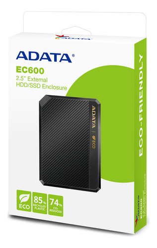 Carry Disk Carcasa Adata Ec600 Usb 3.2 Hdd Ssd Sata 2,5 Color Negro