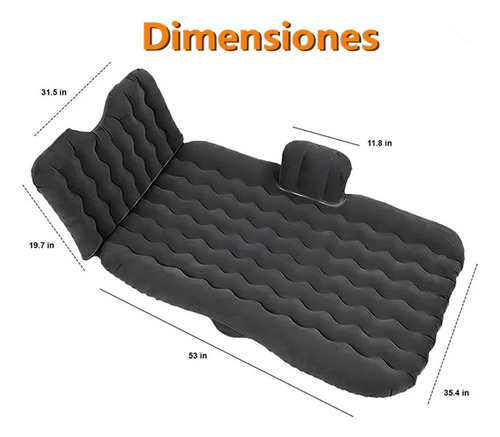 Colchón Inflable Para Auto Inflador 12v Y 2 Almohadas Cómodo