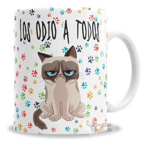 Taza De Cerámica Los Odio A Todos Gatito Grumpy - Con Caja