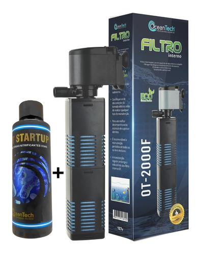 Kit Filtro Interno P/ Aquário Ot 2000 Oceantech + Ativador