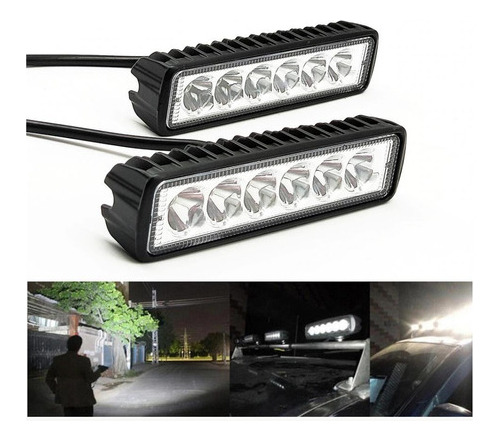 X2 Barra Luces Foco Neblinero Led 18w Auto Moto Caminoneta