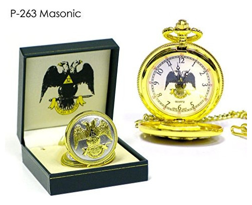 Reloj De Bolsillo Masonico Chapado En Oro Double Eagle Scoti