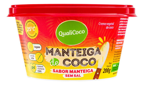 Manteiga de Coco sem Sal Sabor Manteiga Qualicoco Pote 200g