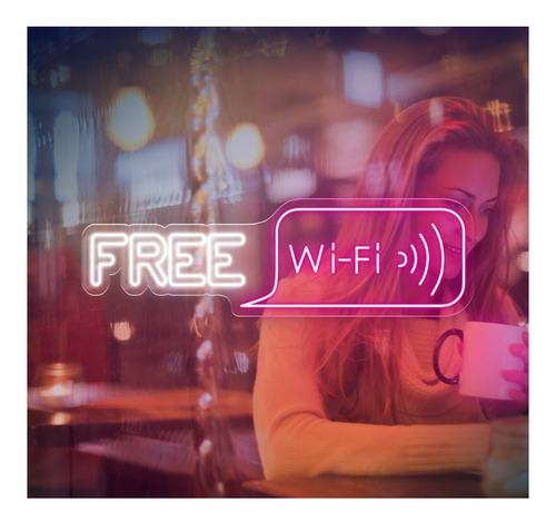 Letrero Led Neon Free Wifi 75*22cm Luminoso