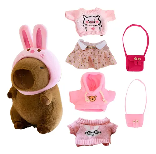 Ropa Navideña Para Capibara De Peluche – 4 Suéteres De Punto Con Gorro Y Bolso, Set De Vestir Para Muñecas De 10 Pulgadas, Regalo Perfecto Para Coleccionistas