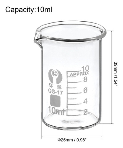 Vaso Precipitado Vidrio Low Form Para Laboratorio 10ml