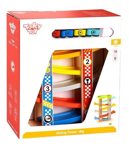 Imagen 2 de 4 de Torre Deslizante C/piezas Madera Y Plasticas Tooky Toy Ft685