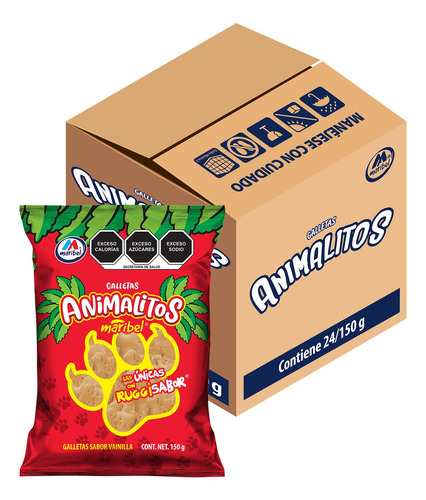 Galletas Animalitos Maribel Sabor Vainilla Caja 24pz 150g