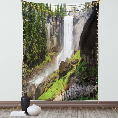 Ambesonne Yosemite Tapestry Vernal Fall National Park Rocks