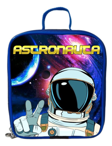 Lancheira Térmica Masculina Escolar Infantil Menino Cor Preto/Azul Astronauta 1