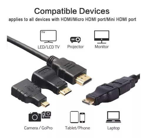 Cable Adaptador Convertidor Micro Hdmi A Hdmi Tablet 1.5m Cable