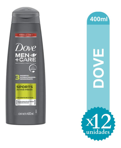 Shampoo Dove Men 3 En 1 Sport+active+fresh X400ml X12u - Ma