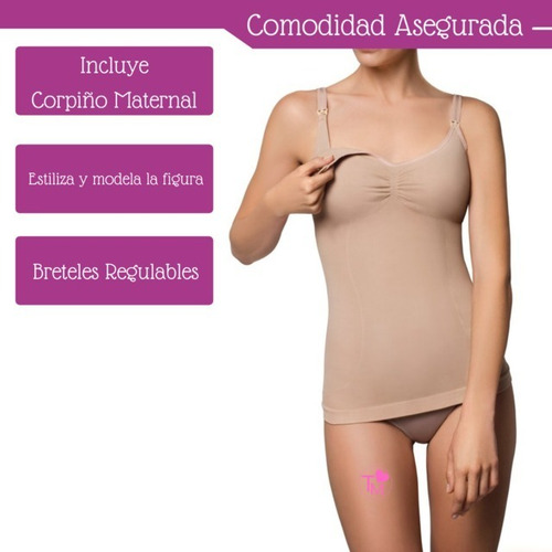 Imagen 2 de 10 de Musculosa Camiseta Amamantar Lactancia Desmontable Seamless
