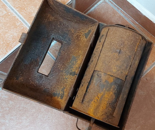 Antiguo Tostador De Café Oxidado Maniveladecoración Completo (Usado)