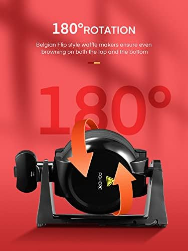 Waffle Maker, Waffle Belga Waffle De Hierro 180° Flip Waffle